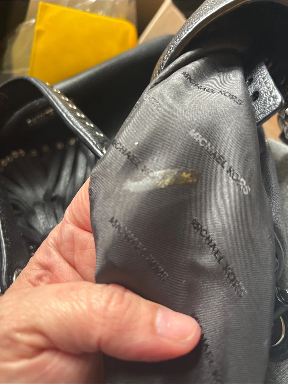 Michael Kors large rare Brooklyn Black Leather Tote with Tassel and Stud Accents - Picture 15 of 17
